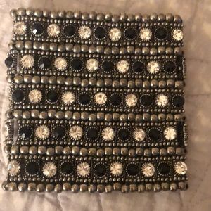Black Silver Cuff Rhinestone